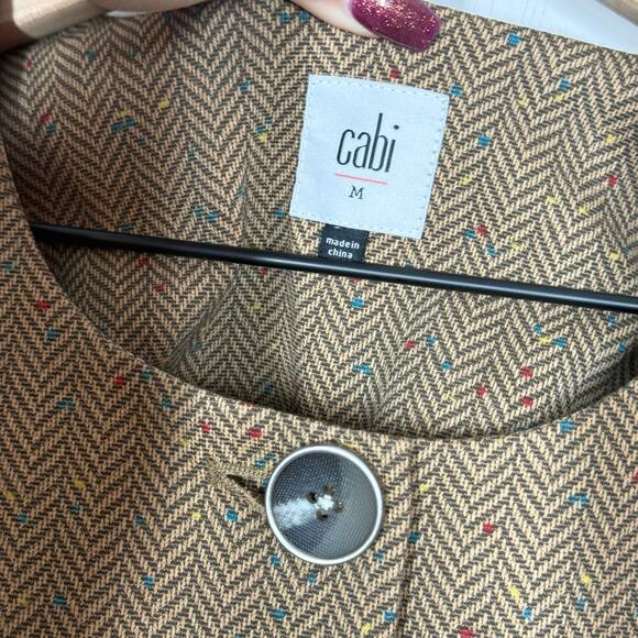 CAbi Penny Blazer Womens Size Medium Brown Herringbone Fleck Button Front Jacket - Picture 10 of 11